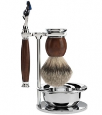 Бритвенный набор MUEHLE SOPHIST, железное дерево, барсучий ворс высшей категории Silvertip, бритва Fusion, чаша