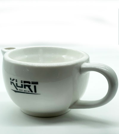 Скаттл керамический для бритья двухконтурный с ручкой белого цвета, K_40057 KURT