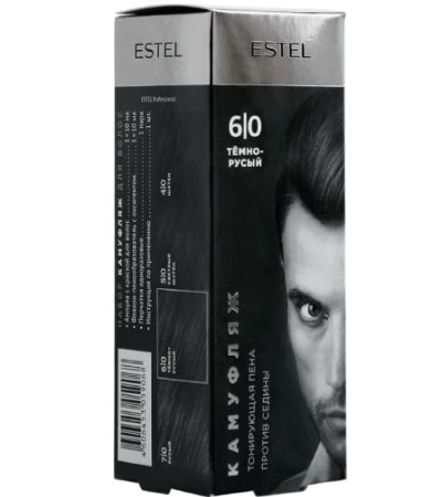 Камуфляж для волос пена, Estel 6/0 темно-русый, 2х10 мл