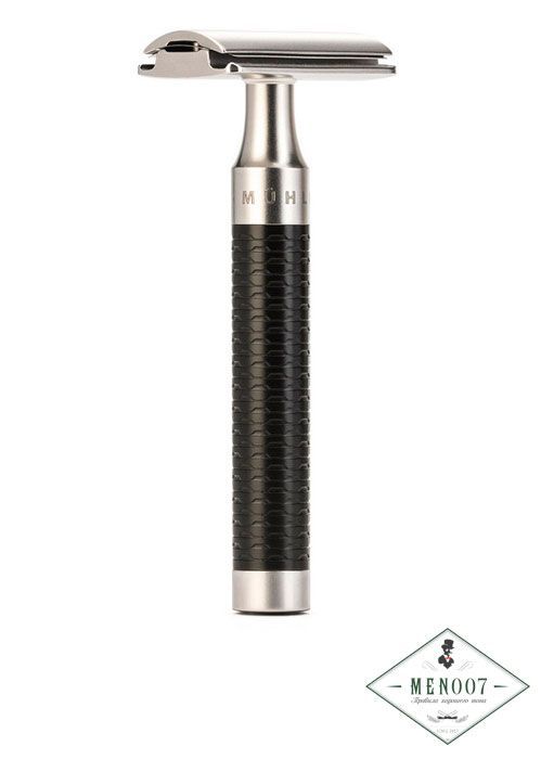 Т-образная бритва MUEHLE ROCCA, сталь, черный акцент, closed comb