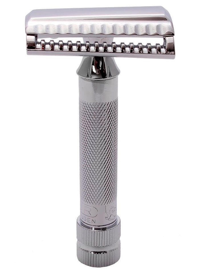 Станок Т- образный для бритья MERKUR-37C хромированный, косой срез, лезвие в комплекте (1 шт)