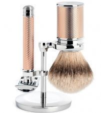 Бритвенный набор MUEHLE TRADITIONAL, розовое золото, барсучий ворс высшей категории Silvertip, Т-образная бритва