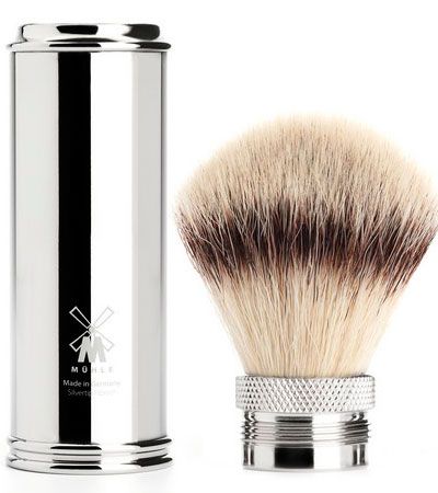 Дорожный помазок MUEHLE, фибра высшей категории Silvertip, размер M, хром