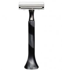 Станок для бритья Erbe с двумя лезвиями, цвет хром, ручка- силикон, цвет: серебряный/черный