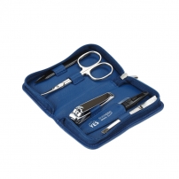 Маникюрный набор YES, 5 пр. Футляр: натуральная кожа, цвет синий