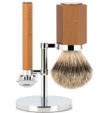 Бритвенный набор MUEHLE HEXAGON, бронзовый, барсучий ворс высшей категории Silvertip, Т-образная бритва