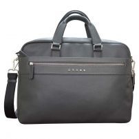 Портфель, Cross Nueva FV, кожа наппа, фактурная, серый, 37 х 10 х 28 см