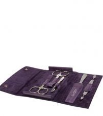 Маникюрный набор Erbe, 5пр. Футляр: натур.кожа, цвет фиолетовый