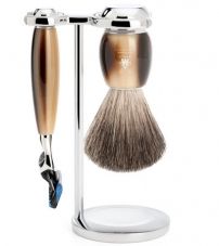 Бритвенный набор MUEHLE VIVO, смола, цвет рога, натуральный барсучий ворс, бритва Fusion