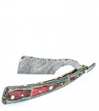 Опасная бритва из дамасской стали Metzger Orange/Green wood, Damascus steel Dr-14351