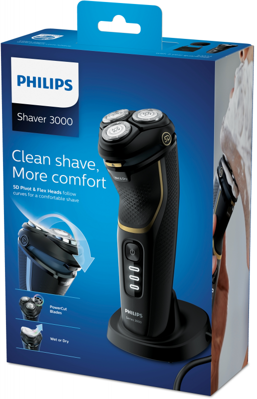Электробритва PHILIPS Series 3000 S3333/54, черный и золотистый