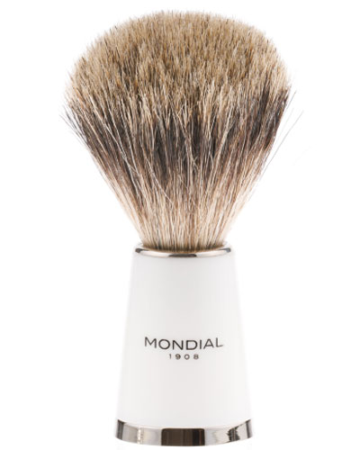 Бритвенный набор Mondial: станок, помазок, подставка; белая смола ST-365-BMT