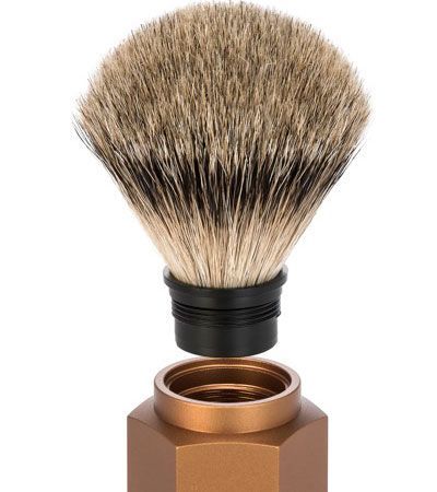 Помазок MUEHLE HEXAGON, барсучий ворс высшей категории Silvertip, анодированный алюминий, бронзовый