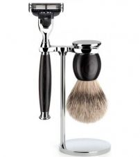 Бритвенный набор MUEHLE SOPHIST, африканское черное дерево, барсучий ворс Silvertip, бритва Mach3