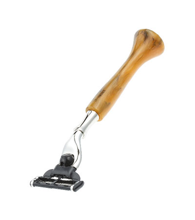 Бритвенный набор IL Ceppo: станок, помазок, подставка, желтый цвет, имитация мрамора