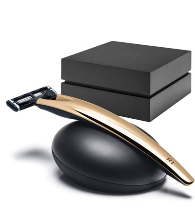 Подарочный набор Bolin Webb R1, бритва R1 золотая, подставка R1 черная