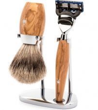 Бритвенный набор MUEHLE KOSMO, олива, барсучий ворс категории Fine, бритва Fusion