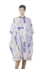 Пеньюар для стрижки DEWAL "Ножницы", полиэстер, синий 115х146см на крючках