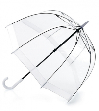 Прозрачный женский зонт-трость с полосой белого цвета, механика, Birdcage, Fulton L041-02