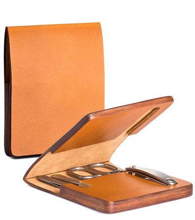 Маникюрный набор MUEHLE, чехол из натуральной коричневой кожи